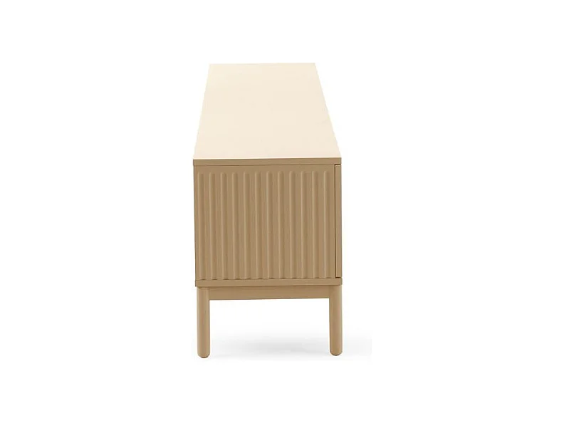 Mobile tv beige con scanalature sulle ante e sui fianchi