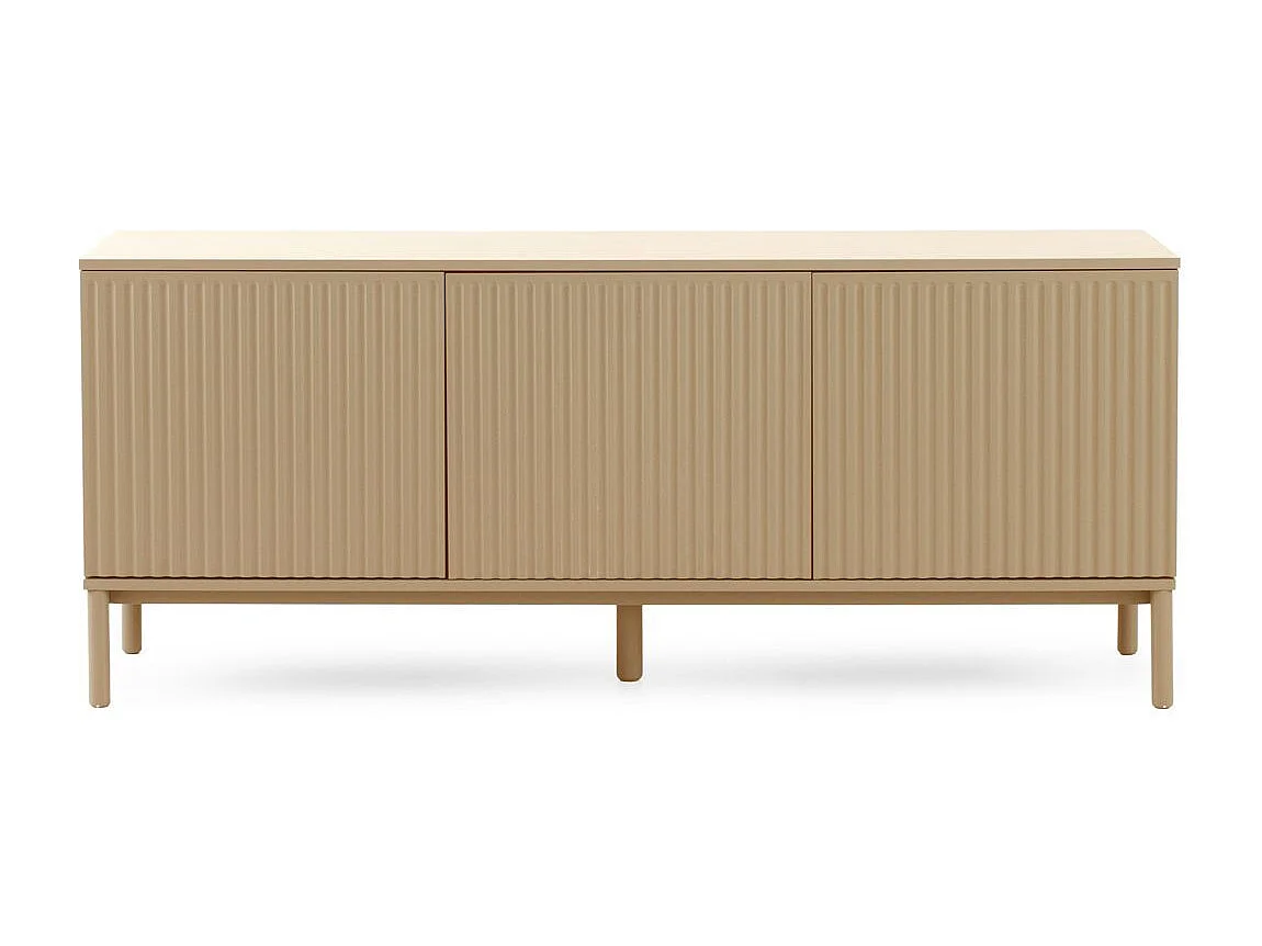 Credenza beige con scanalature sulle ante e sui lati