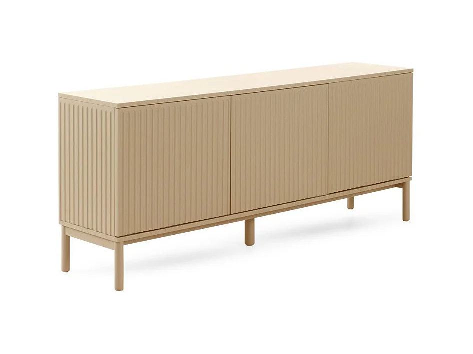 Beige Sideboard mit geriffelten Schlitzen an Türen und Seiten