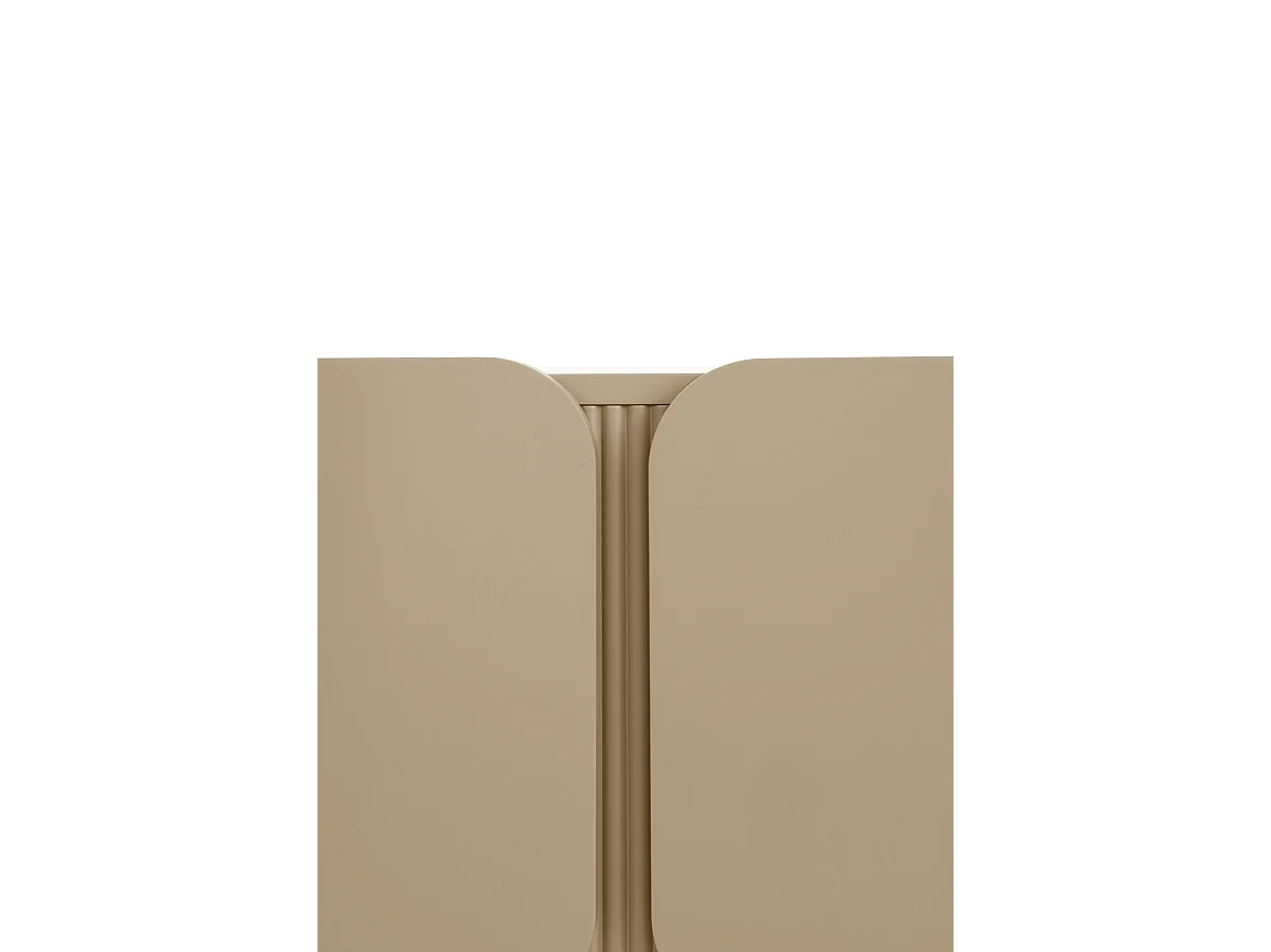 Mueble tv beige con cantos redondos en las esquinas de puertas