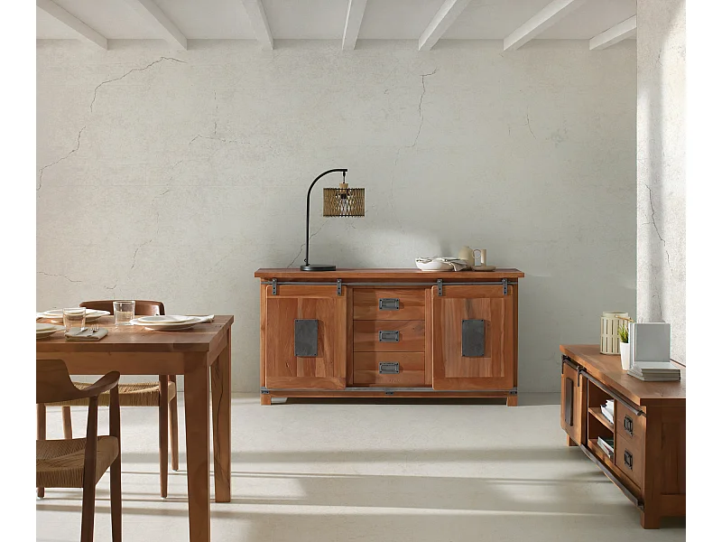 TV-Möbel aus recyceltem massivem Akazienholz