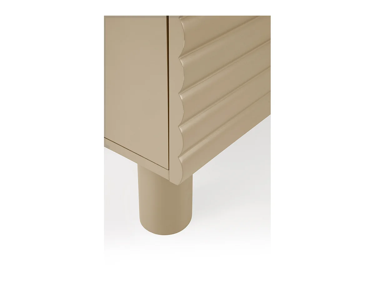 Mueble tv azul con relieve ondulado en las puertas