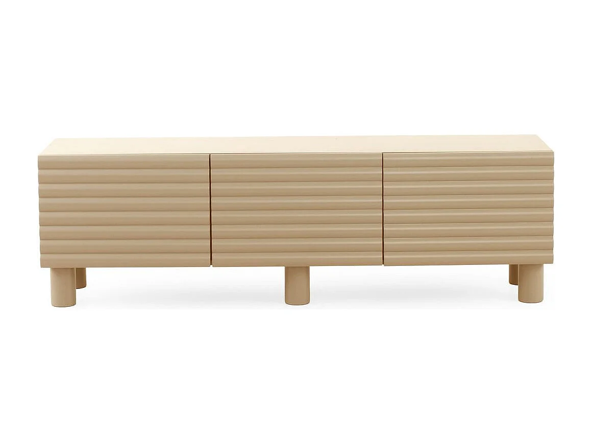 Mueble tv azul con relieve ondulado en las puertas