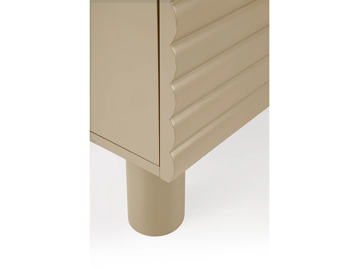 Mueble tv azul con relieve ondulado en las puertas