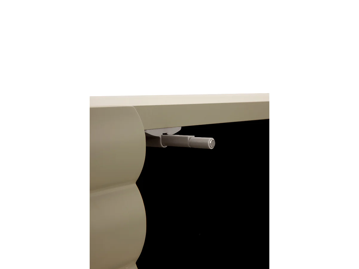 Mueble tv azul con relieve ondulado en las puertas