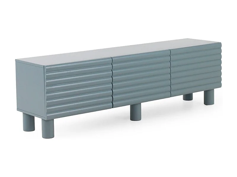 Mueble tv beige con relieve ondulado en las puertas