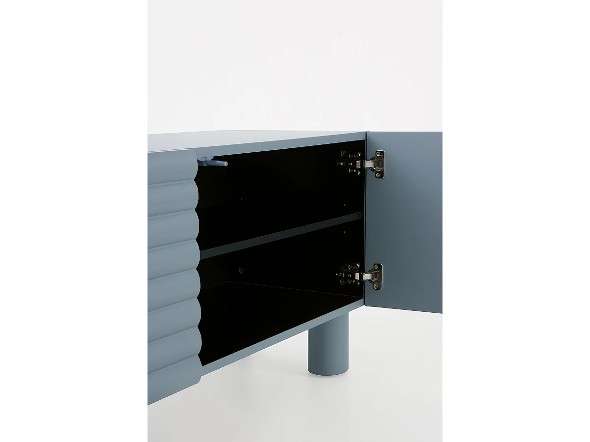 Mobile tv beige con rilievo ondulato sulle ante