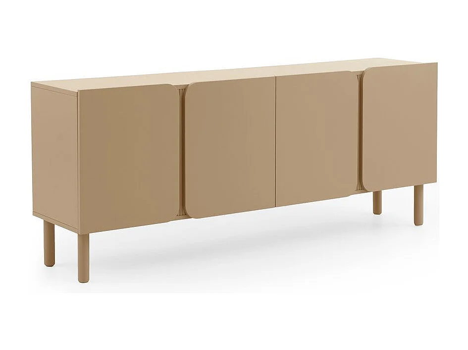 Aparador beige con cantos redondos en las esquinas de puertas