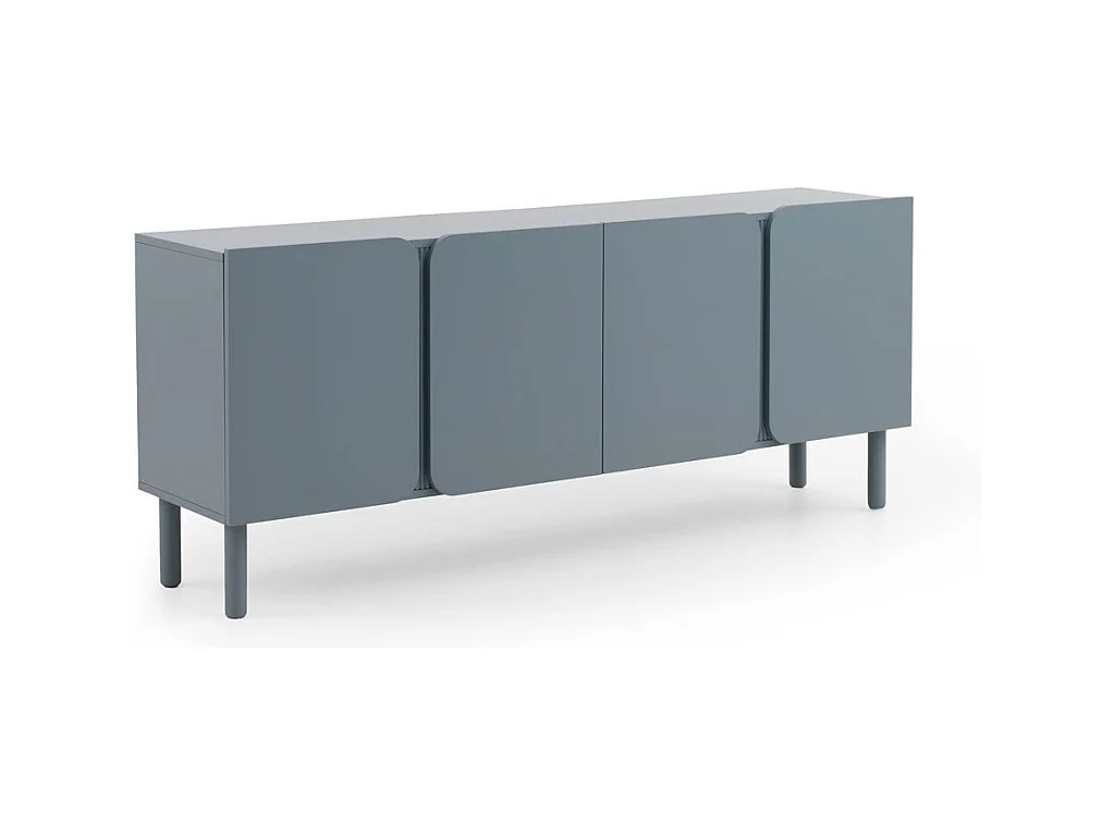 Buffet bleu avec bords arrondis aux coins des portes