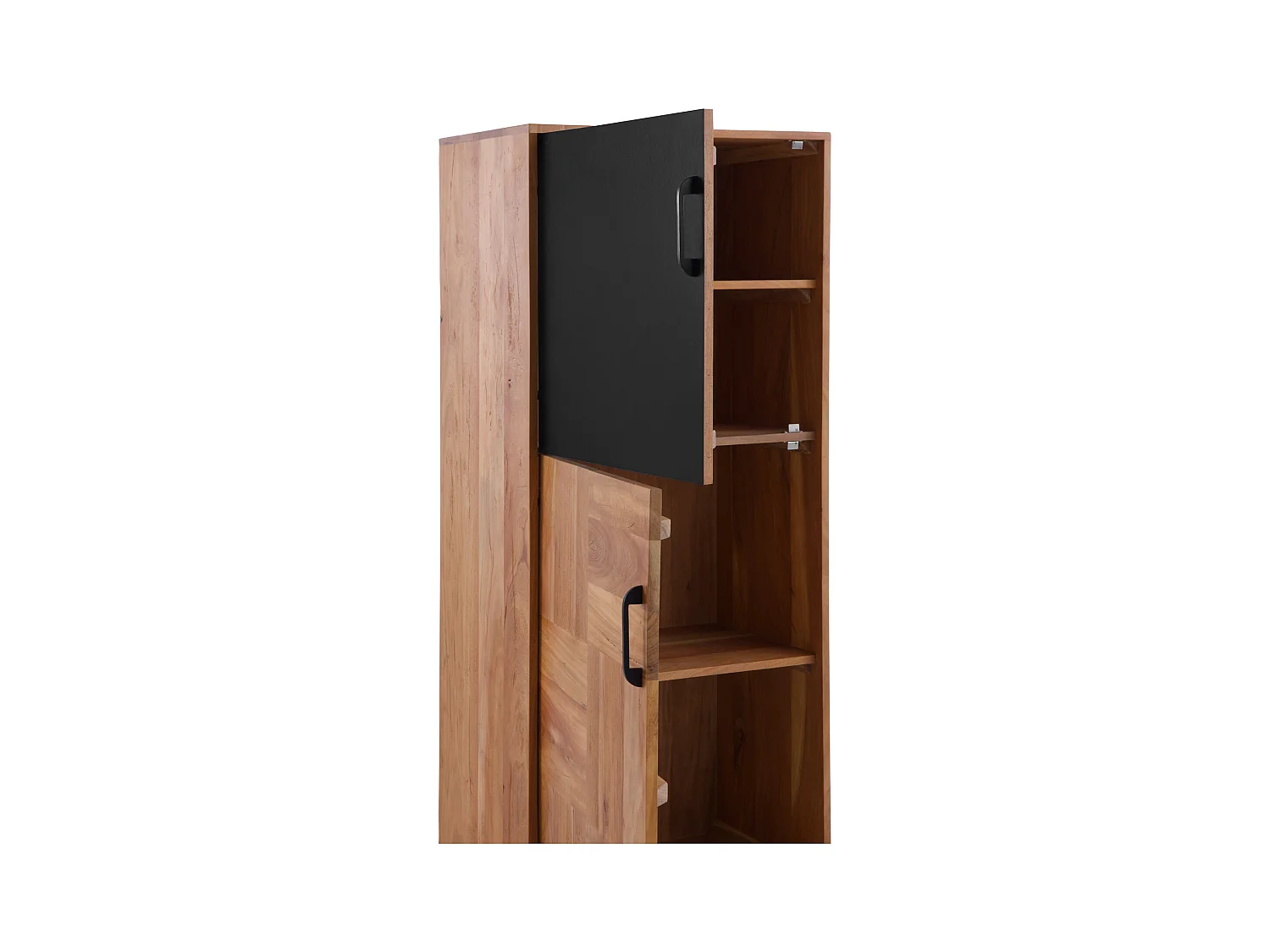 Étagère à 2 portes en bois massif d'acacia recyclé