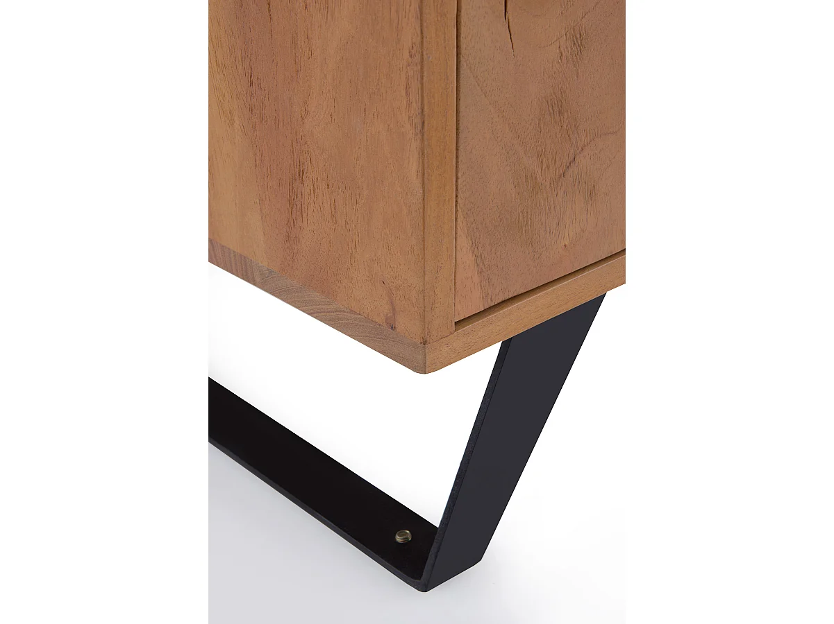 Estante com 2 portas em madeira maciça de acácia reciclada