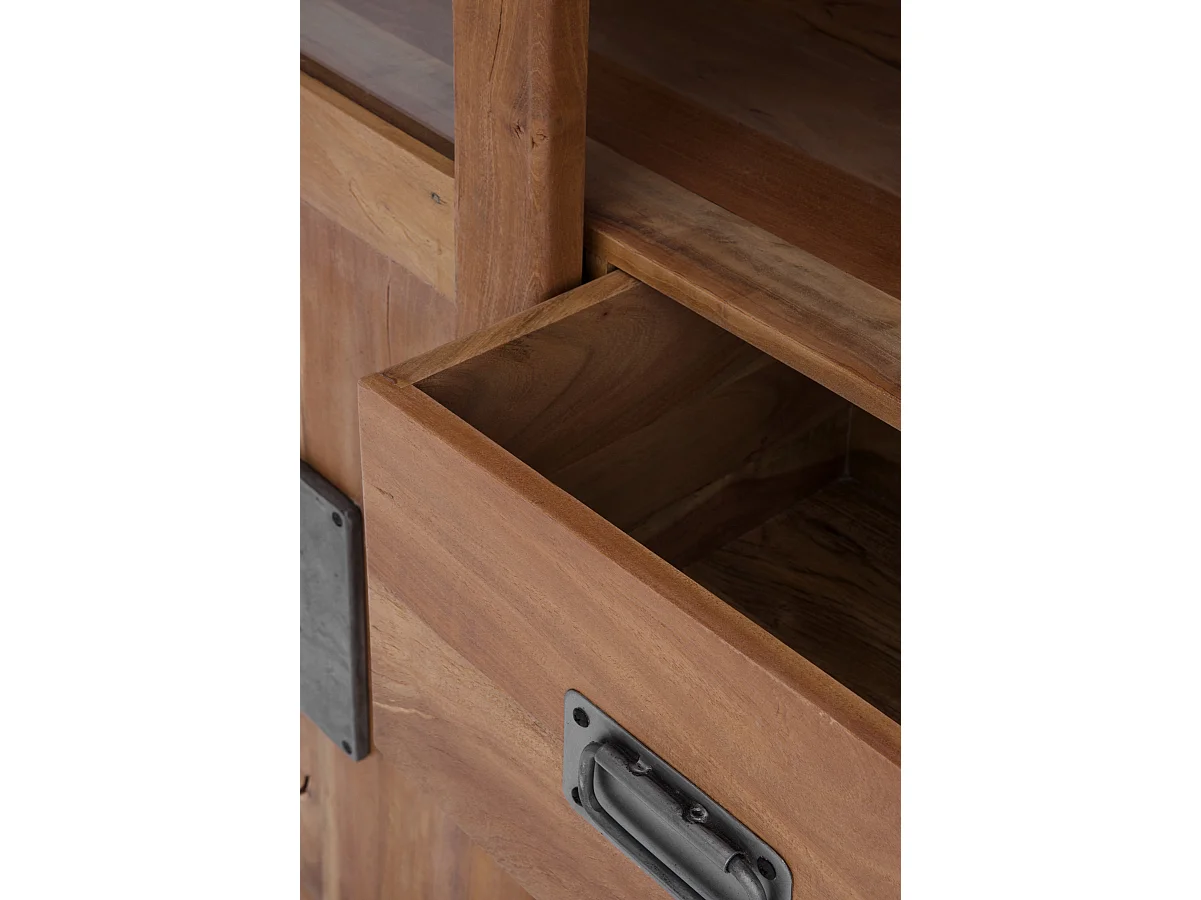 Vetrina in legno massello di acacia riciclata