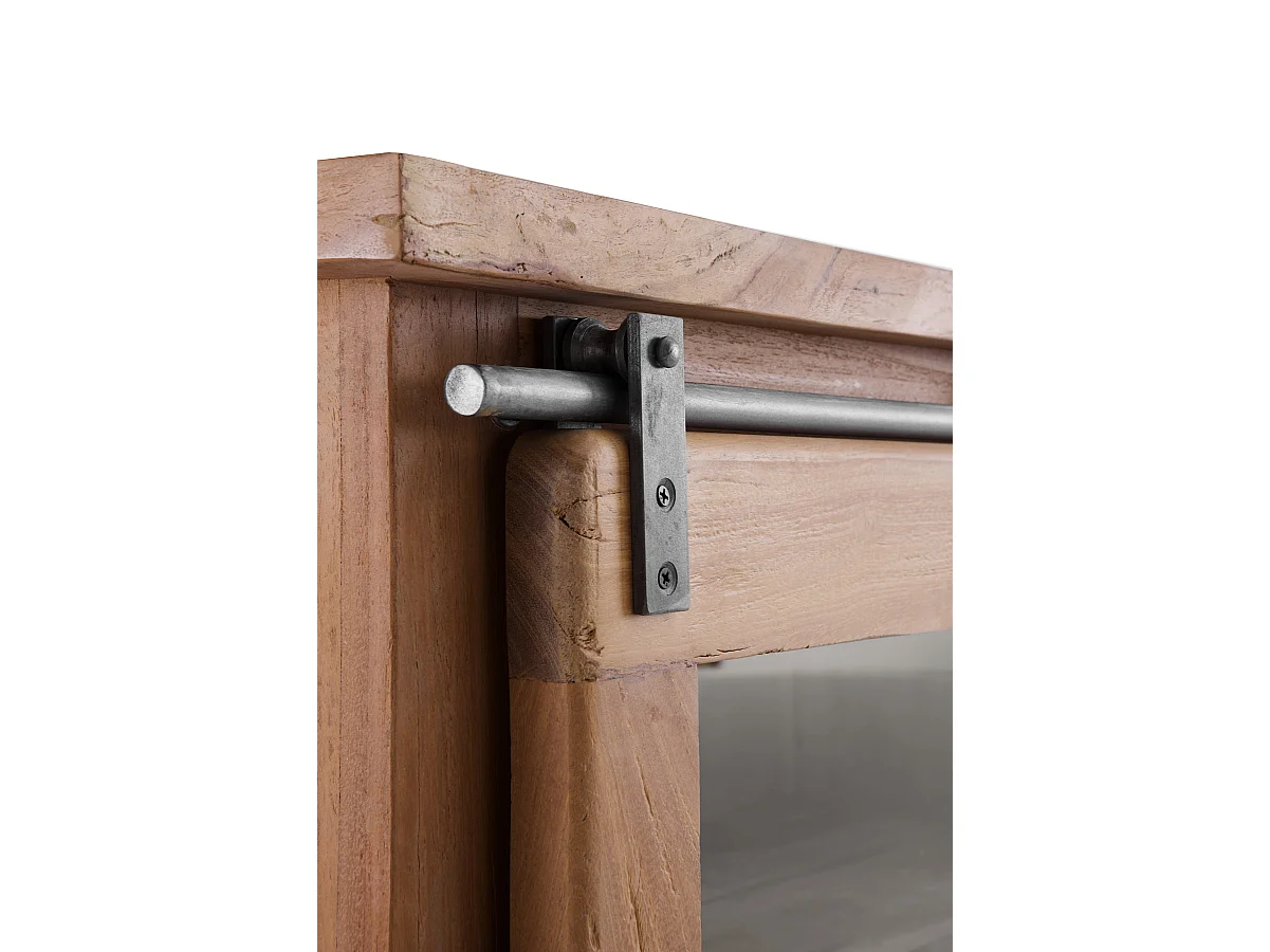 Vetrina in legno massello di acacia riciclata