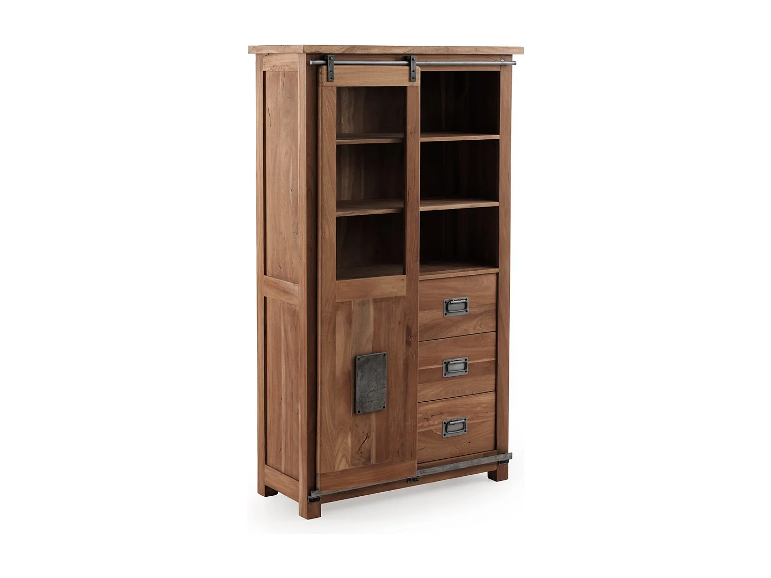 Vitrine en bois massif d'acacia recyclé
