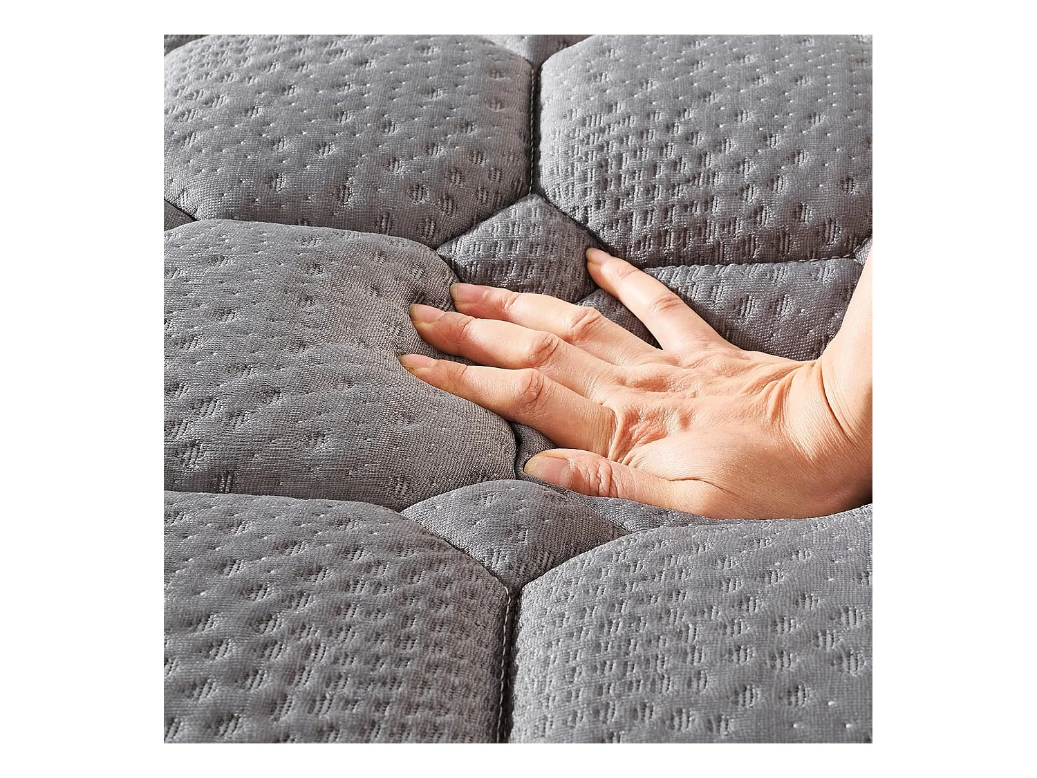 Vesgantti Matelas Gris 120x190cm, 25cm Épais, Hybrid Ressorts Ensachés & Mousse Mémoire, 7 Zones Confort, Multicouches, Certifié Oeko-Tex