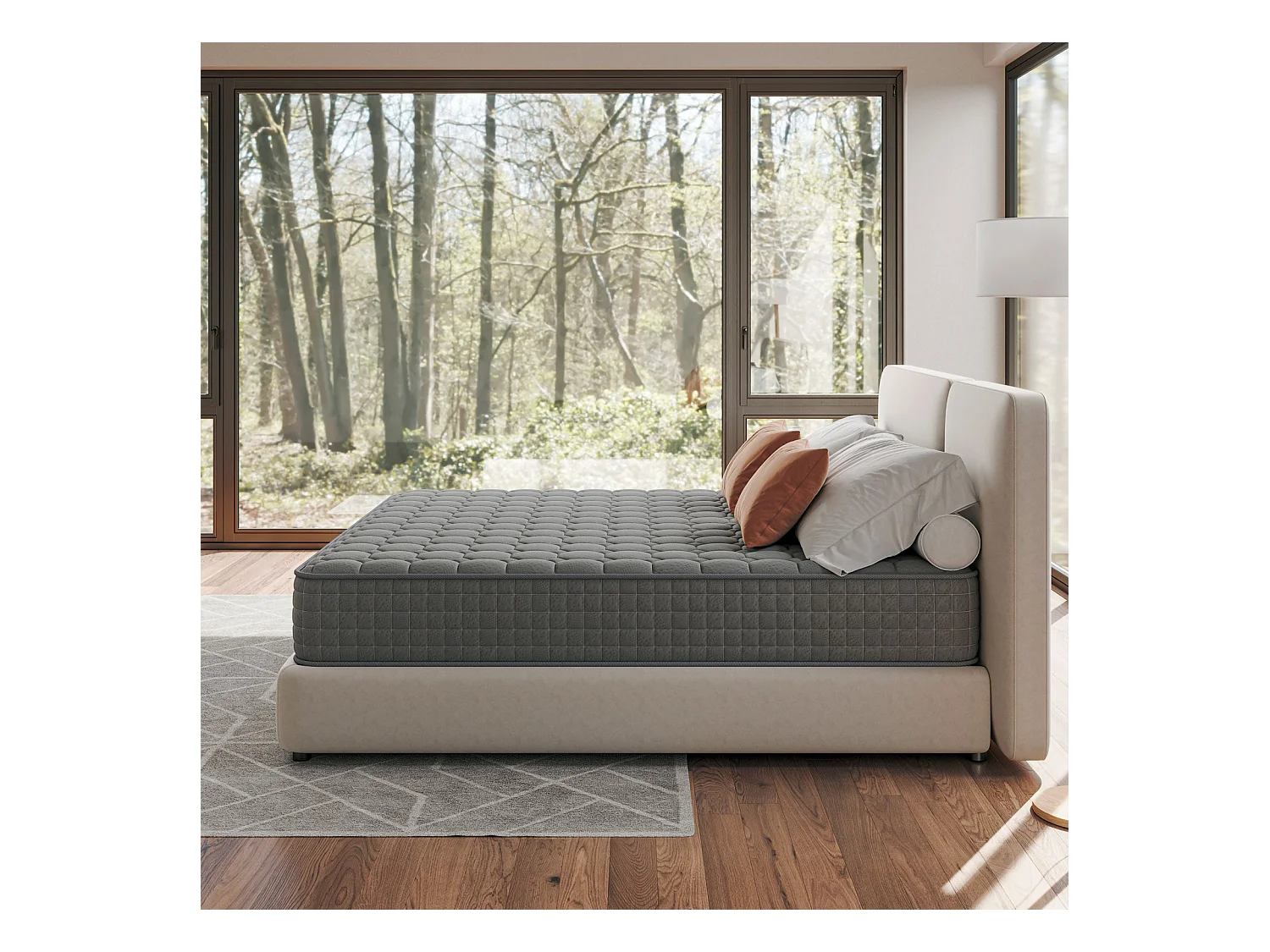Vesgantti Matelas Gris 120x190cm, 25cm Épais, Hybrid Ressorts Ensachés & Mousse Mémoire, 7 Zones Confort, Multicouches, Certifié Oeko-Tex