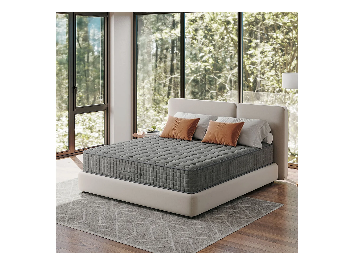 Vesgantti Matelas Gris 90x200cm, 25cm Épais, Hybrid Ressorts Ensachés & Mousse Mémoire, 7 Zones Confort, Multicouches, Certifié Oeko-Tex