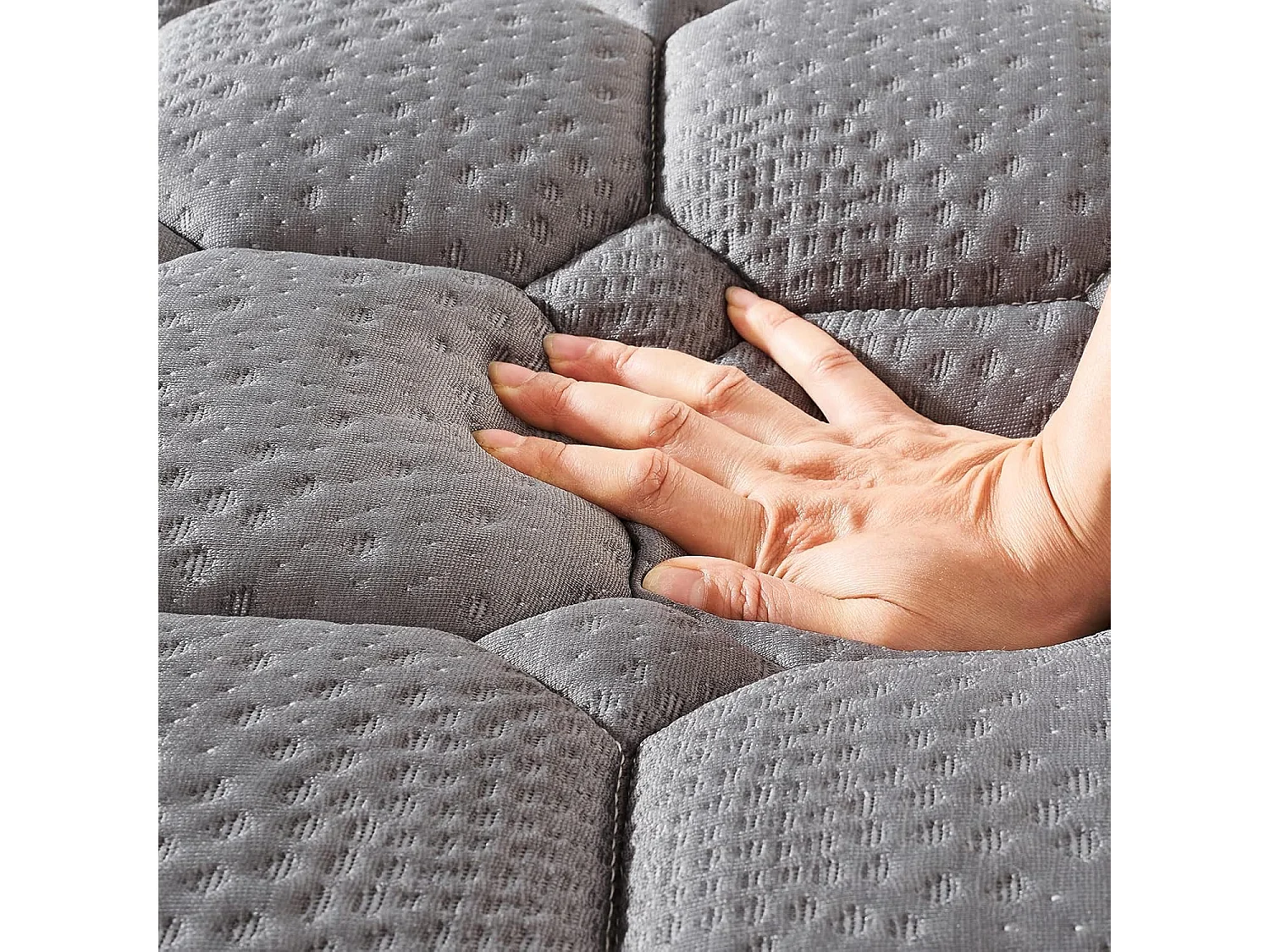 Vesgantti Matelas Gris 160x200cm, 25cm Épais, Hybrid Ressorts Ensachés & Mousse Mémoire, 7 Zones Confort, Multicouches, Certifié Oeko-Tex