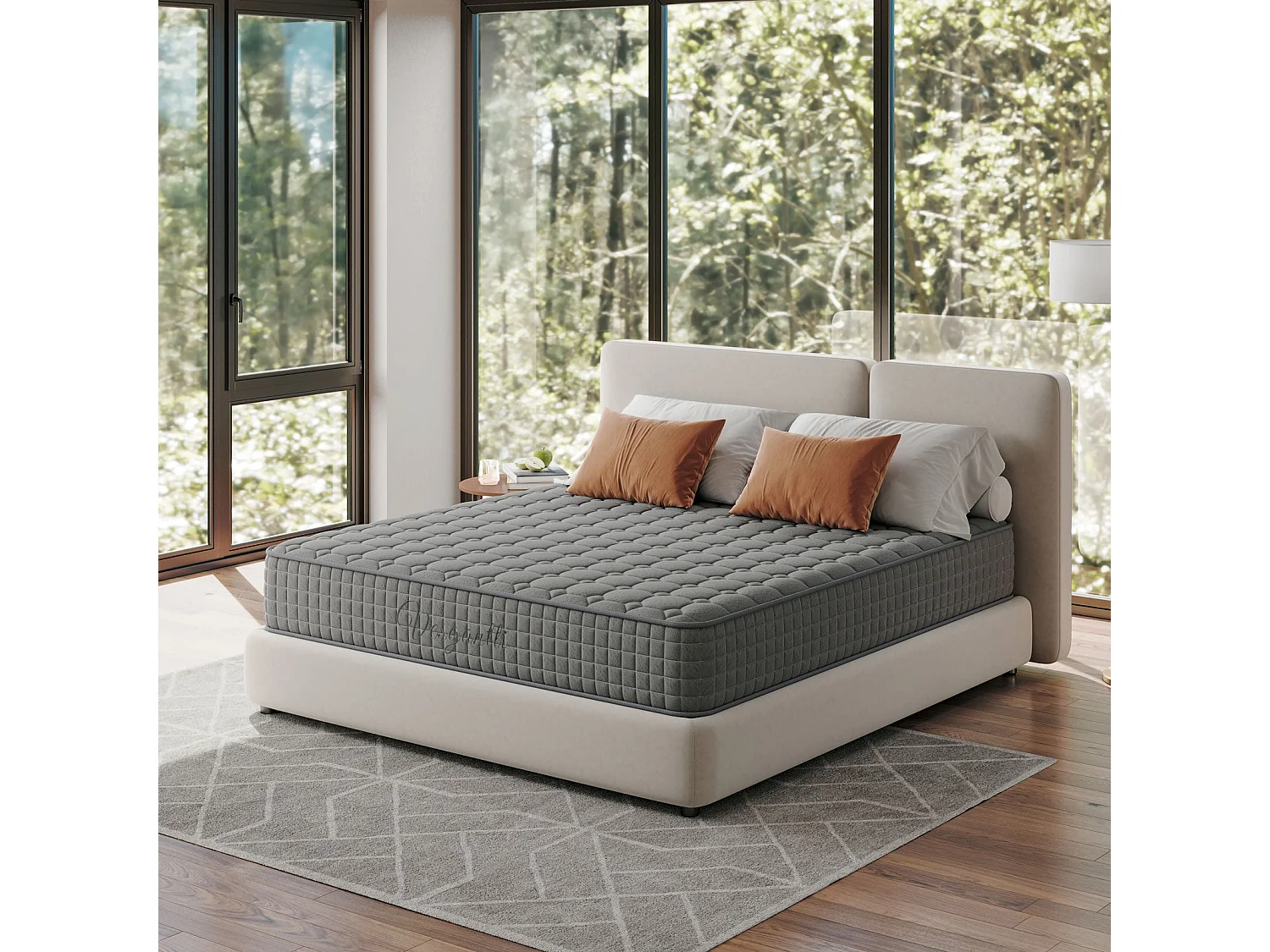 Vesgantti Matelas Gris 160x200cm, 25cm Épais, Hybrid Ressorts Ensachés & Mousse Mémoire, 7 Zones Confort, Multicouches, Certifié Oeko-Tex