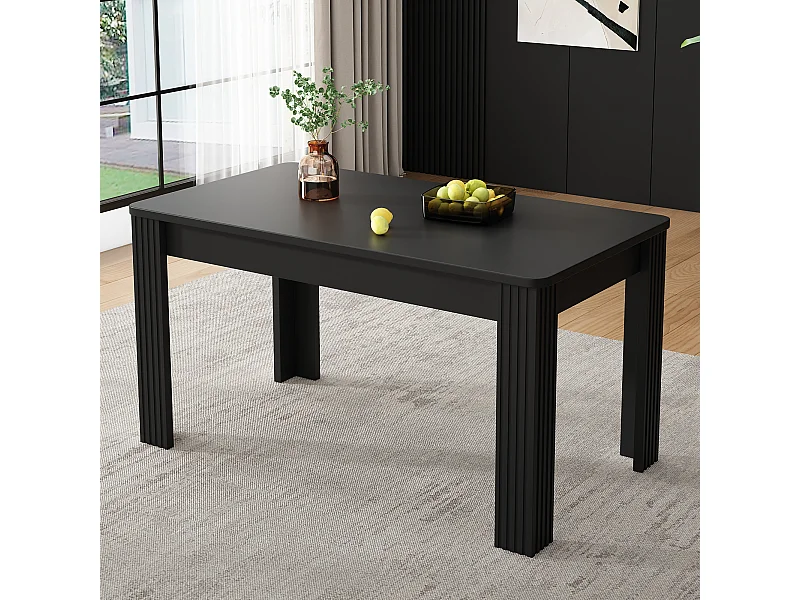 Table à manger moderne - 116 x 65 x 75 cm - table à 4 pieds - simple et moderne - aggloméré - noir