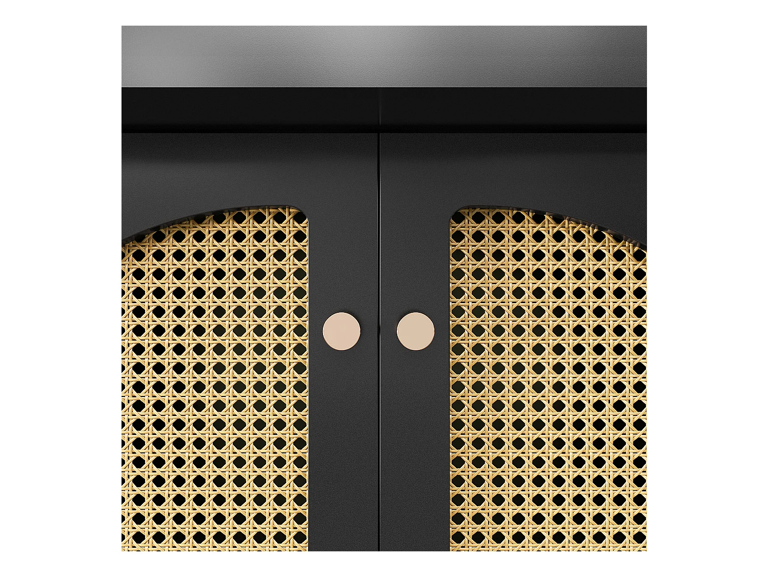 Stół jadalny składany 4-6 miejsc - 110-140 x 80 x 75 cm - rozkładany - z 2 drzwiami rattanowymi - MDF - czarny