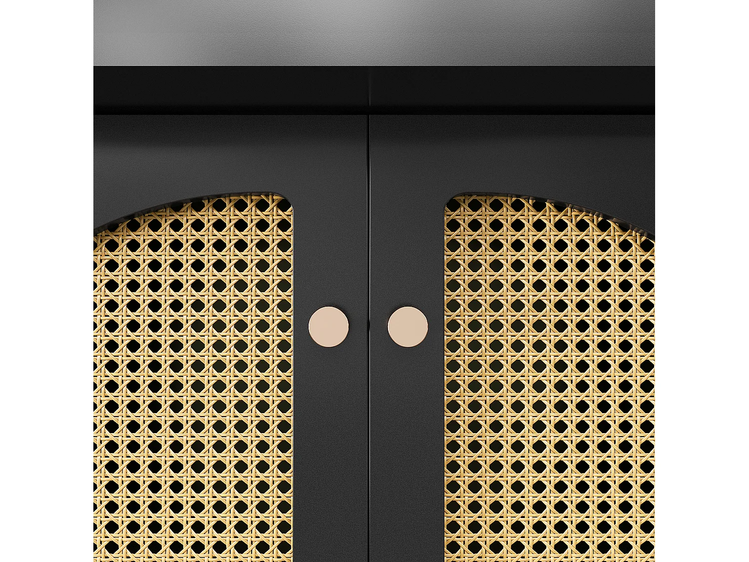 Table à manger pliable 4 - 6 places - 110-140 x 80 x 75 cm - extensible - avec 2 portes en rotin - MDF - noir