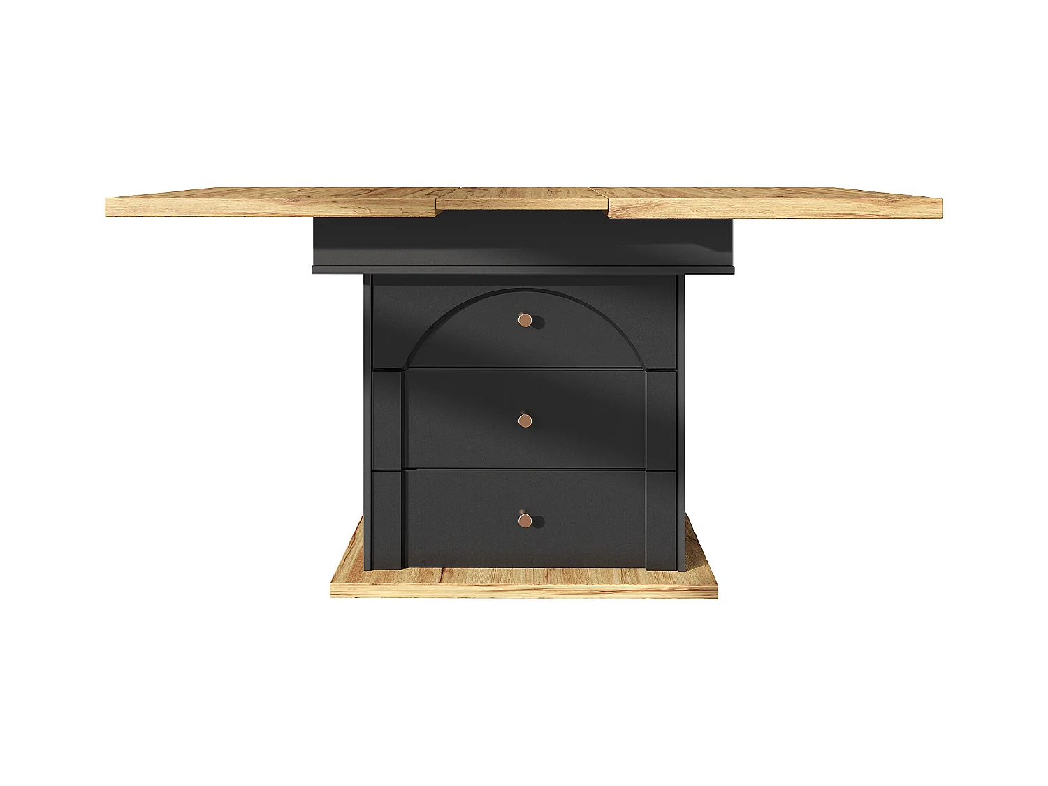 Table à manger pliable 4 - 6 places - 110-140 x 80 x 75 cm - extensible - avec 1 porte + 2 tiroir - MDF - noir