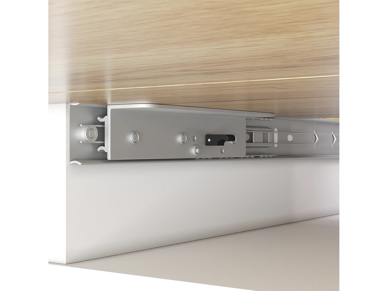 Klappbarer Esstisch 4 – 6 Plätze – 110-140 x 80 x 75 cm – ausziehbar – mit 1 Tür + 2 Schubladen – MDF – schwarz