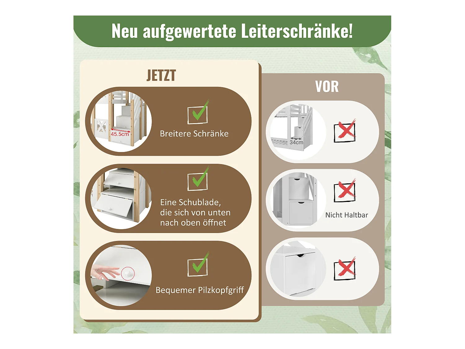 Łóżka piętrowe dla dzieci - 2 x 90 x 200 cm - domek na drzewie - schowek w schodach - białe