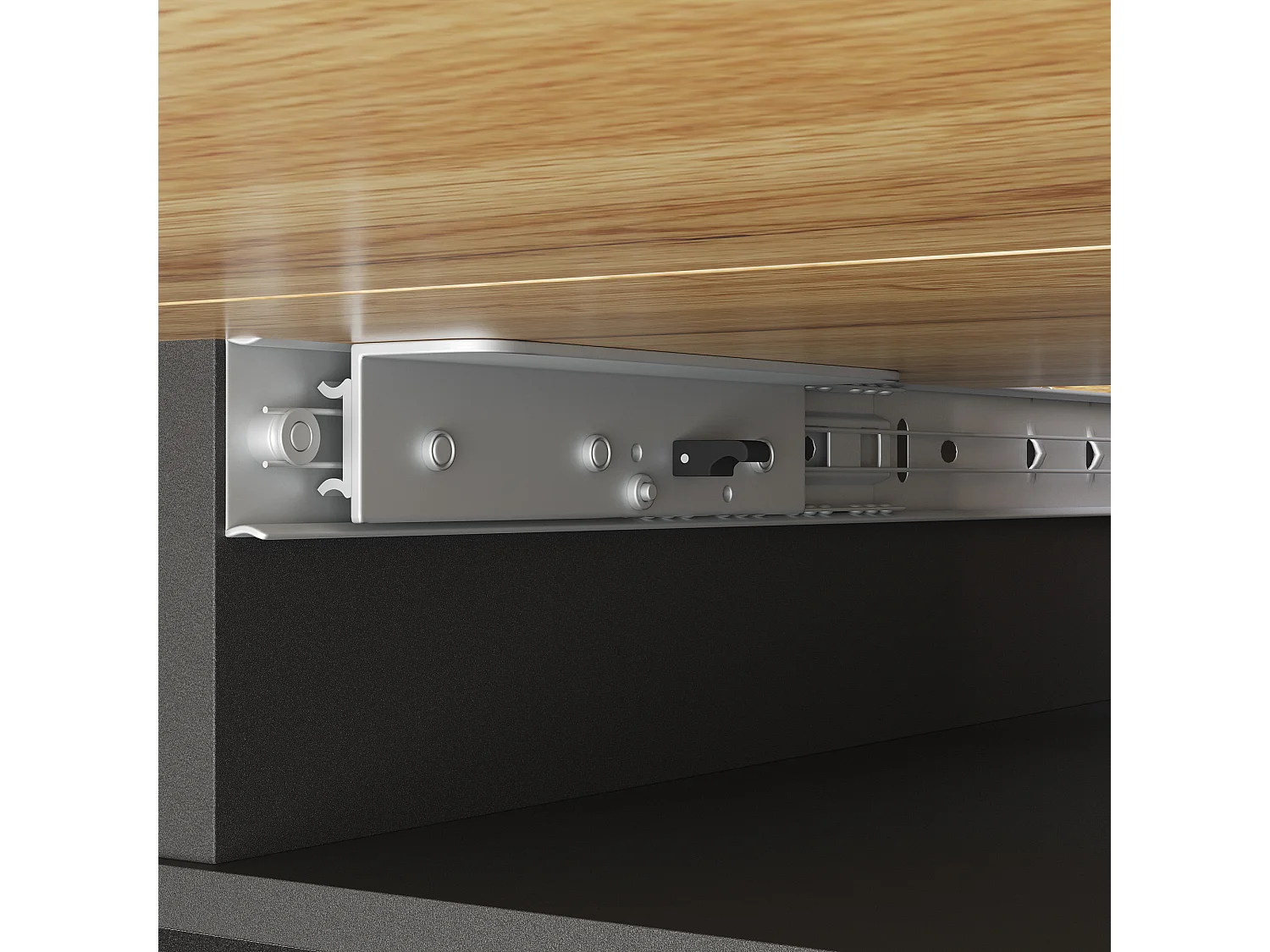 Table à manger pliable 4 - 6 places - 110-140 x 80 x 75 cm - extensible - avec 1 porte + 2 tiroirs - MDF - noir