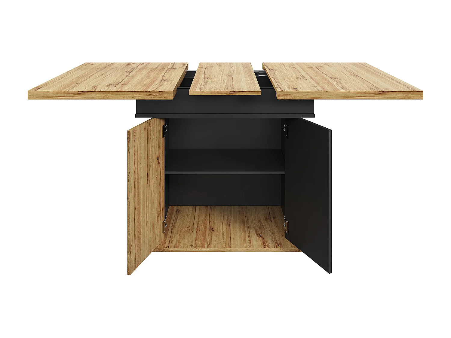 Klappbarer Esstisch 4 - 6 Plätze - 110-140 x 80 x 75 cm - ausziehbar - mit 2 Türen - MDF - schwarz