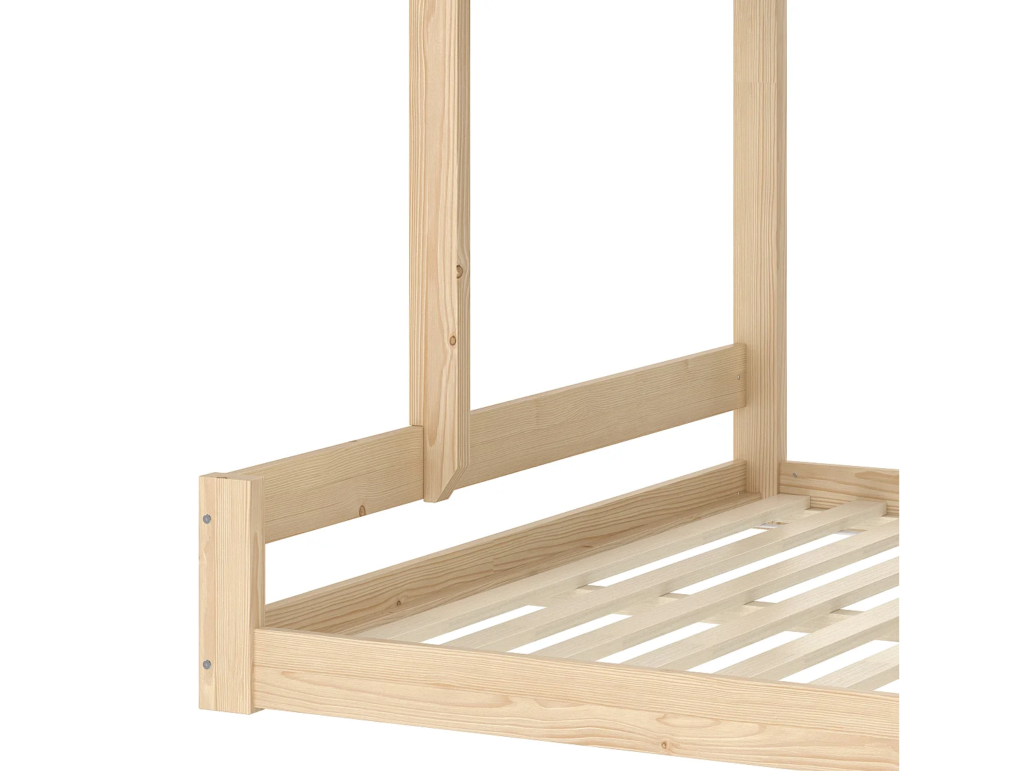 Kinder-Etagenbett - 90 x 200 cm + 140 x 200 cm - mit Stauraumleiter + Fenster - Kiefer - Natur + Weiß