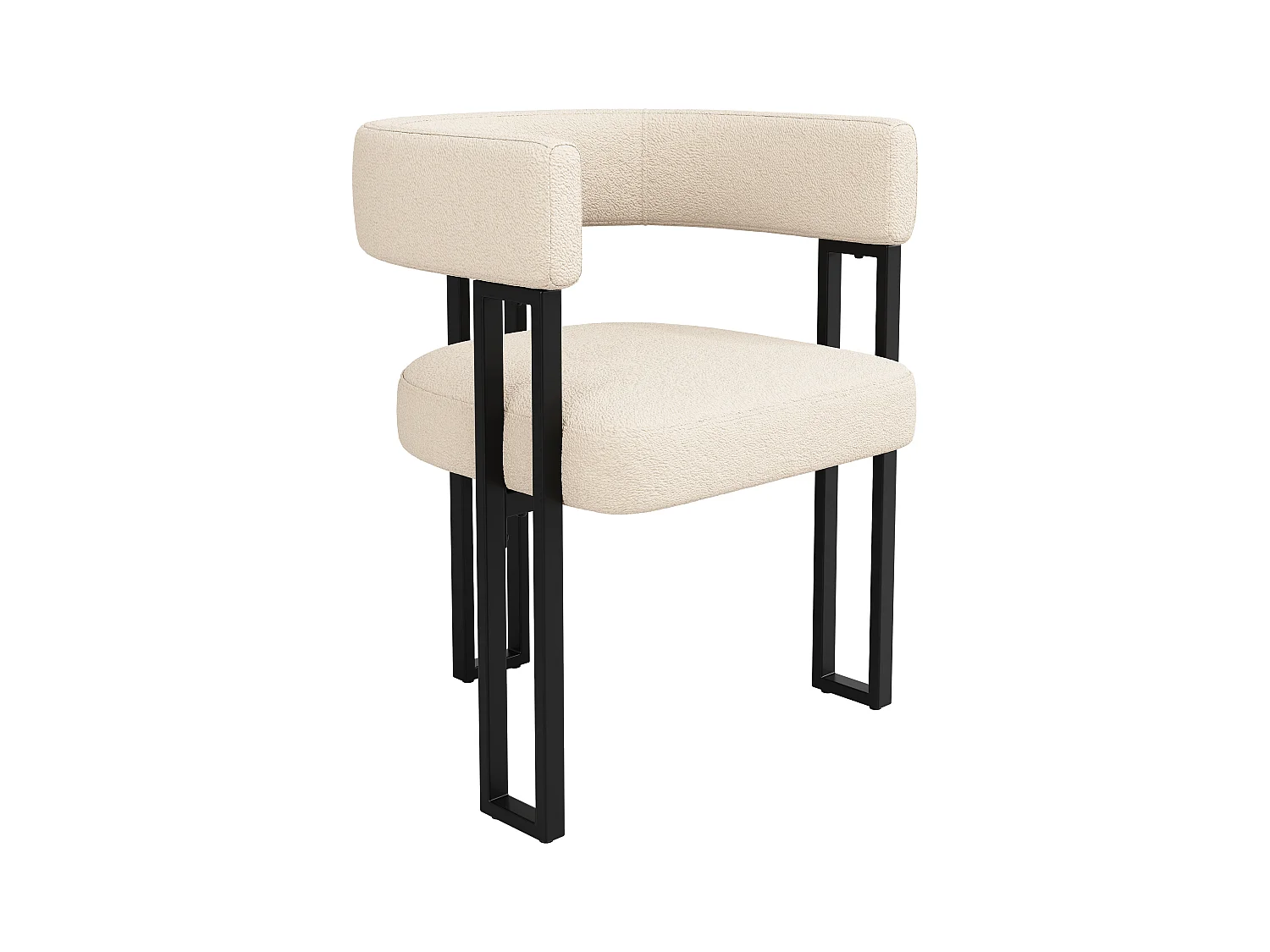 2er-Set Esszimmerstühle - 54 x 51,5 x 72 cm - geschwungene Rückenlehne - Stoff + Metall - beige