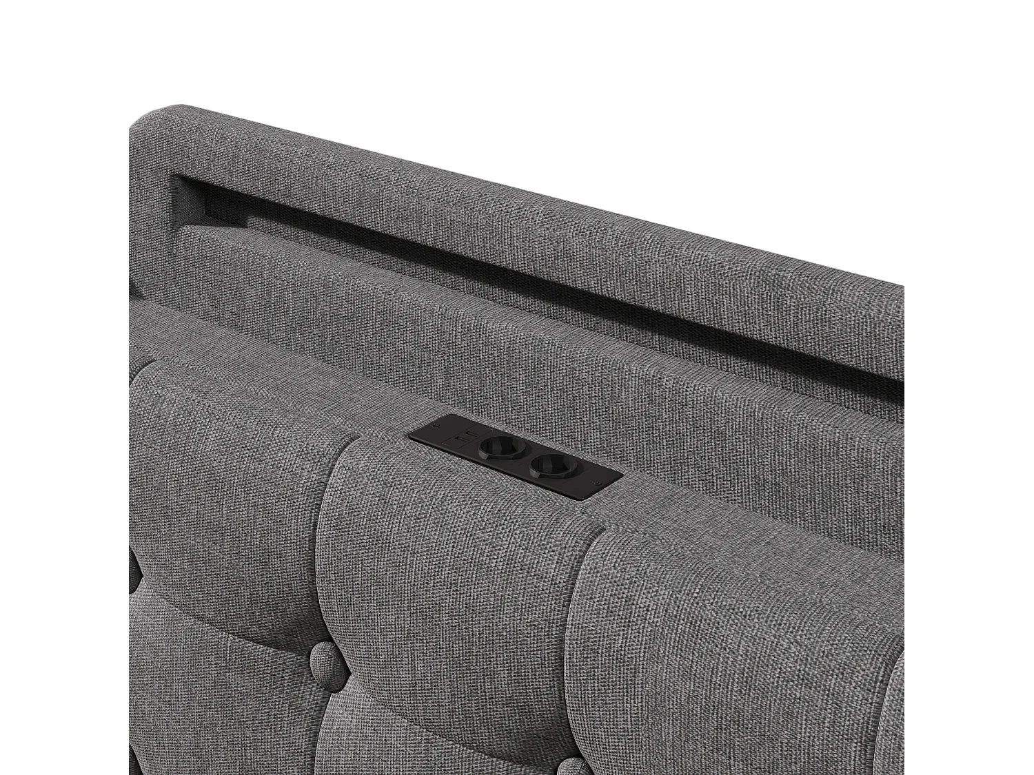 Grijs linnen opbergbed 140x200cm met LED-verlichting en opbergruimte (zonder matras)