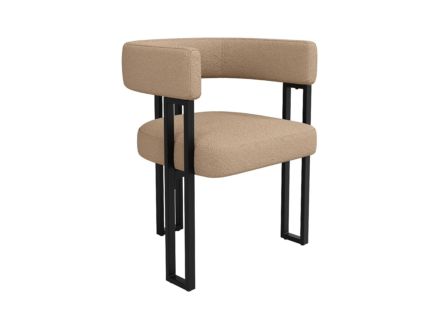 Lot de 6 chaises de salle à manger - 54 x 51.5 x 72 cm - dossier incurvé - Tissu + Métal - marron