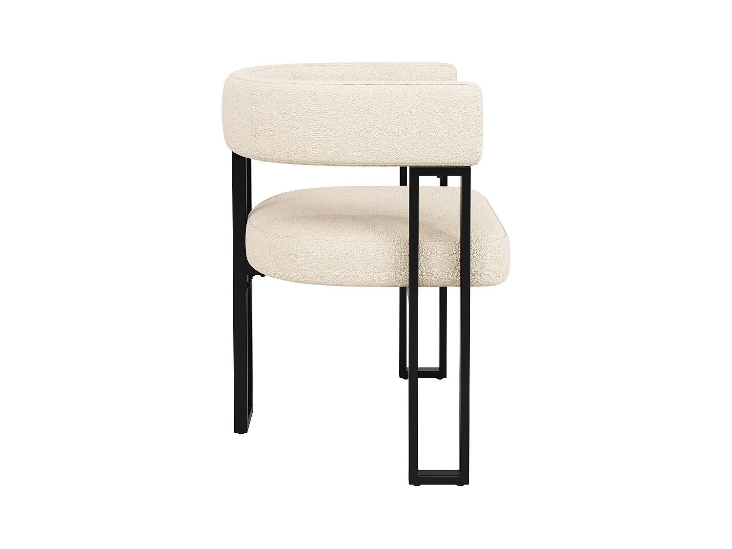 6er-Set Esszimmerstühle - 54 x 51,5 x 72 cm - geschwungene Rückenlehne - Stoff + Metall - beige