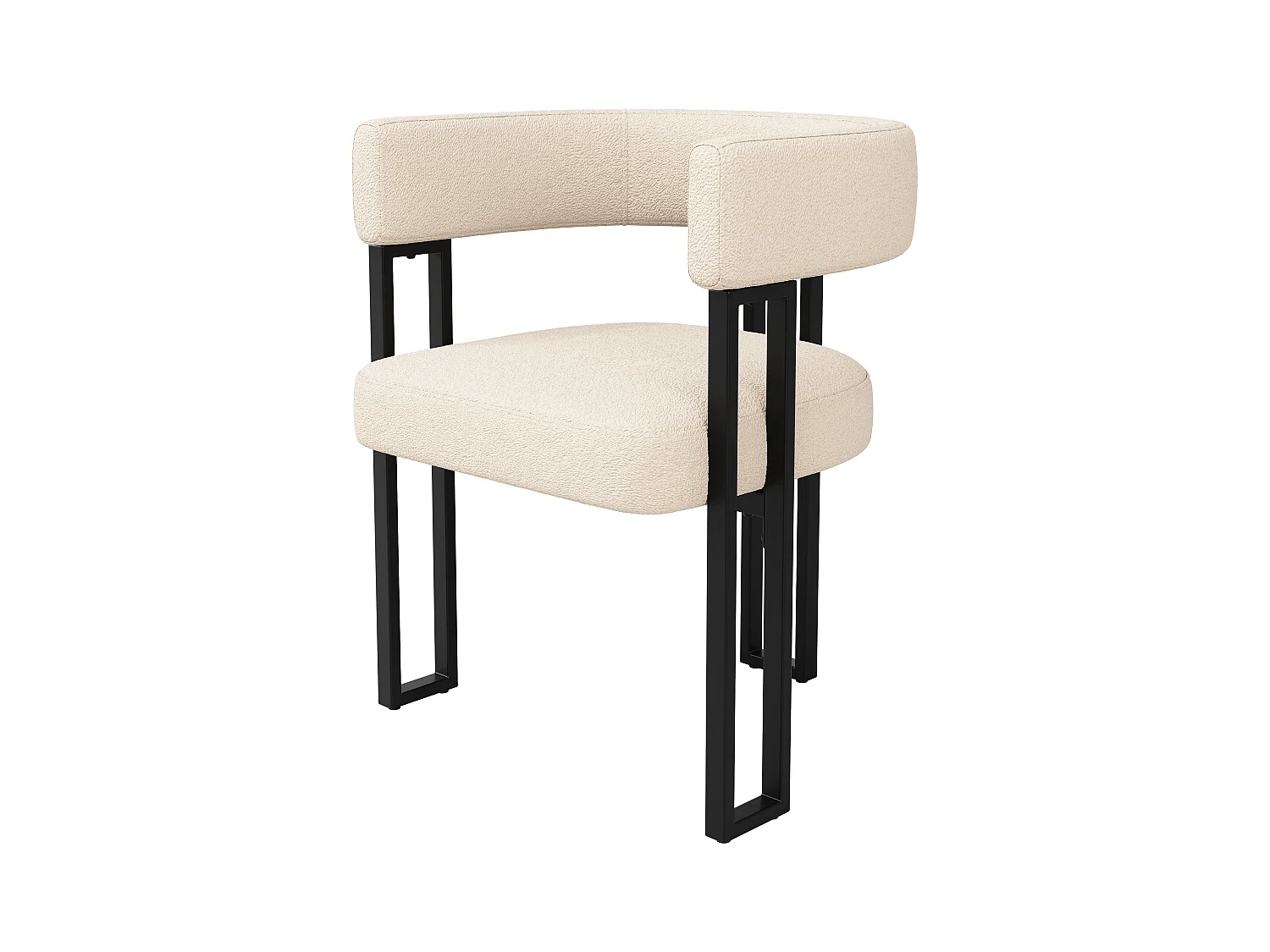 6er-Set Esszimmerstühle - 54 x 51,5 x 72 cm - geschwungene Rückenlehne - Stoff + Metall - beige