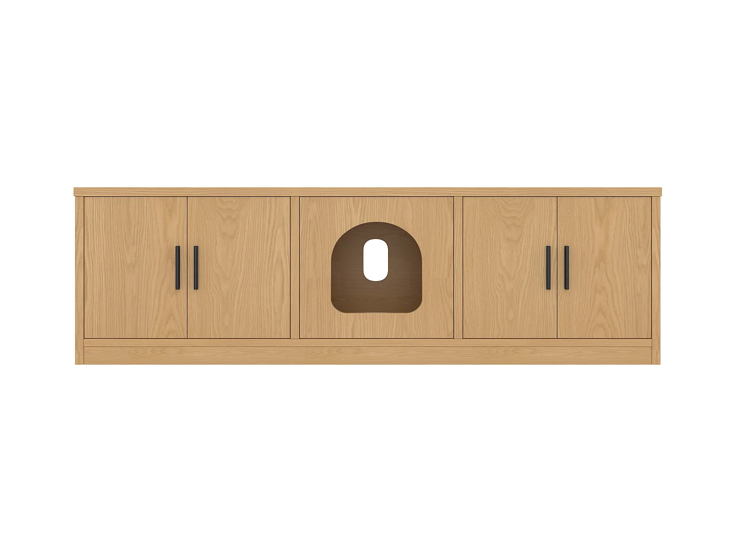 Versteckte Katzentoilette – 140 x 40 x 45,5 cm – Integrierter Kratzbaum und Belüftung – Spanplatte – Natur
