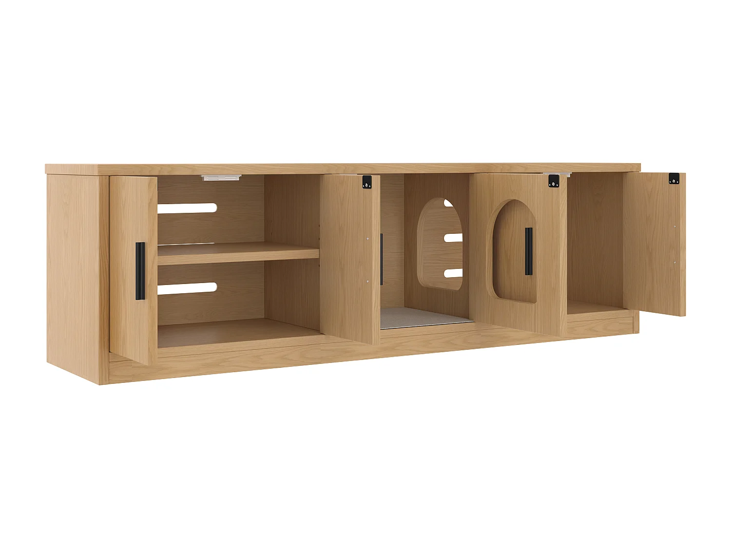 Caixa de Areia Oculta para Gatos - 140 x 40 x 45,5 cm - Arranhador e Ventilação Embutidos - Aglomerado - Natural