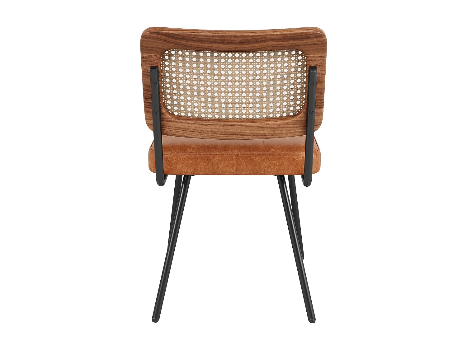 Lot de 2 chaises en similicuir - chaise longue en rotin - chaise rétro - Métal + PU - marron