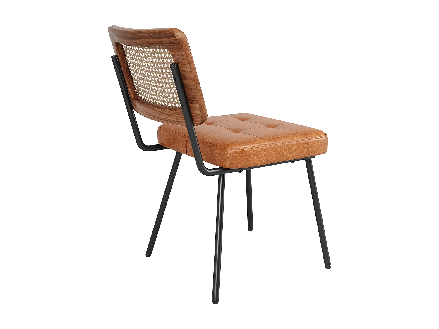 Lot de 2 chaises en similicuir - chaise longue en rotin - chaise rétro - Métal + PU - marron