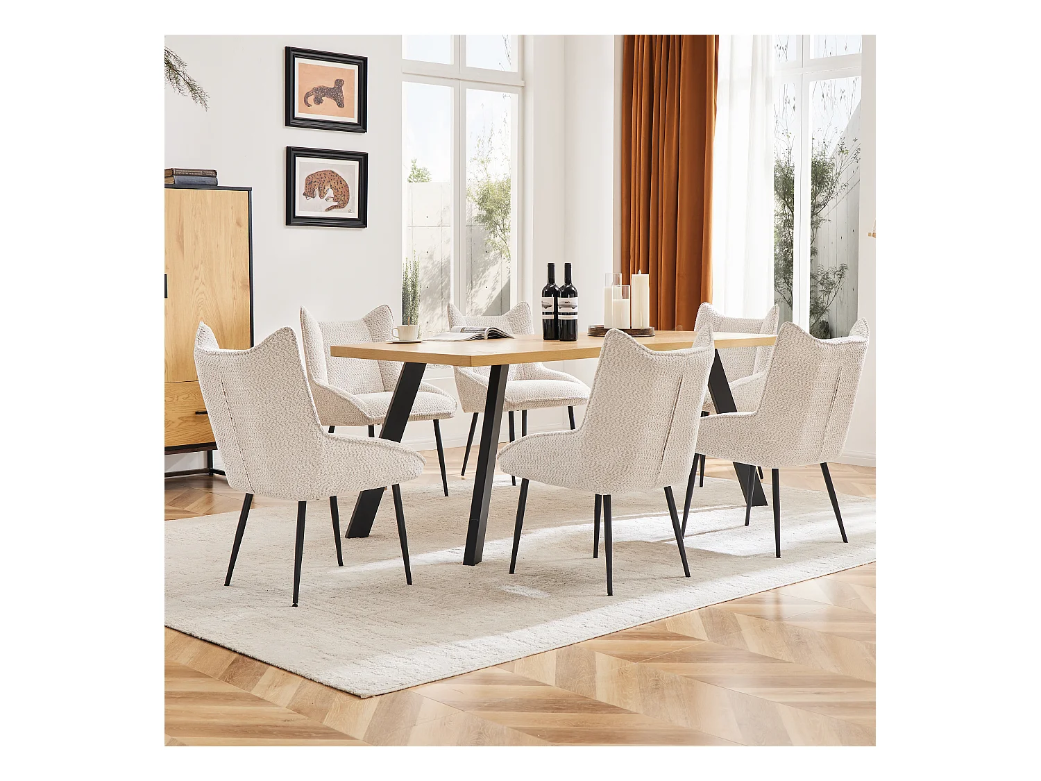 6er Set Sofasessel - 50 x 64,5 x 85,5 cm - Dickes Sitzkissen - Samt - Beige