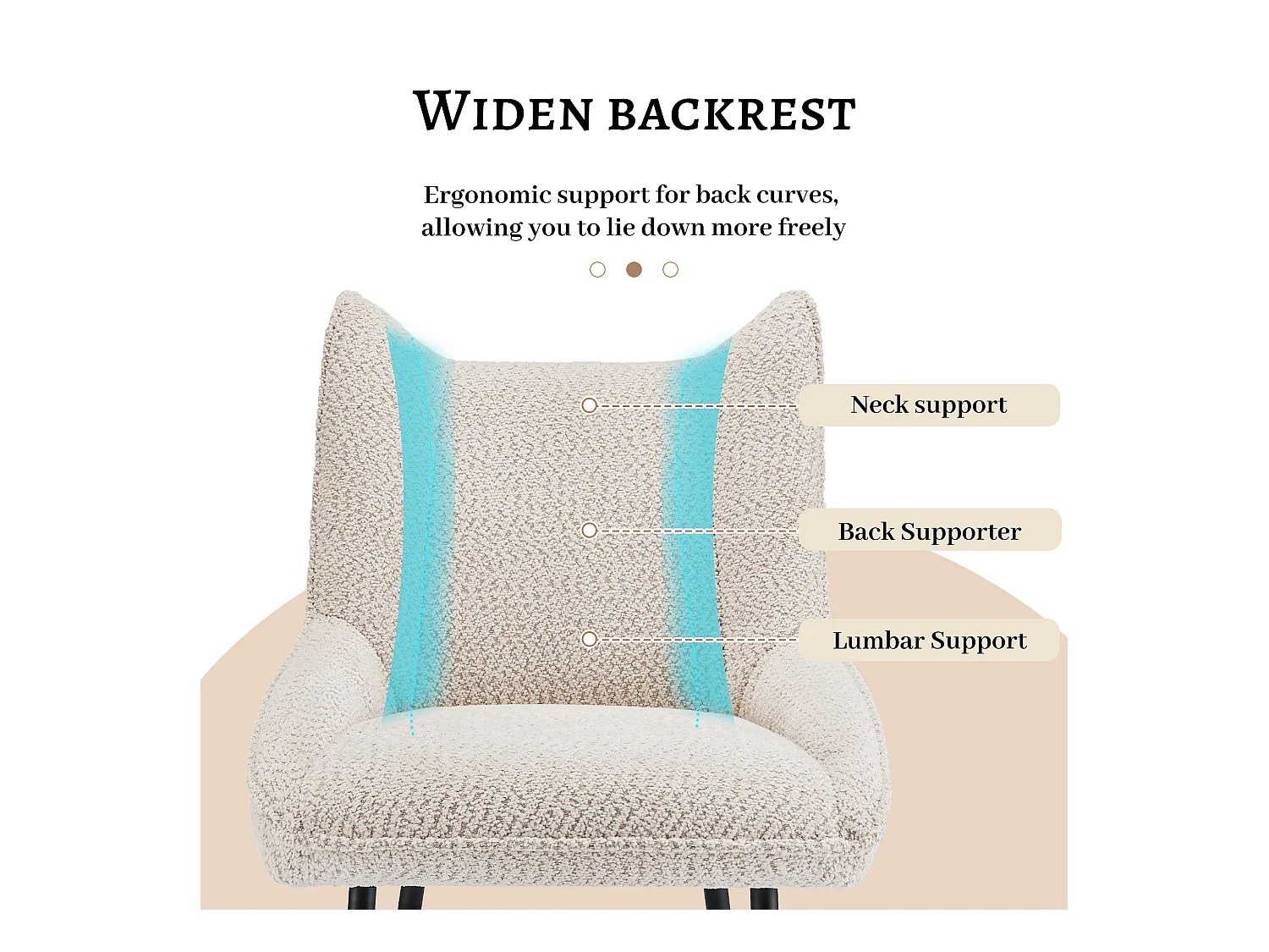 6er Set Sofasessel - 50 x 64,5 x 85,5 cm - Dickes Sitzkissen - Samt - Beige