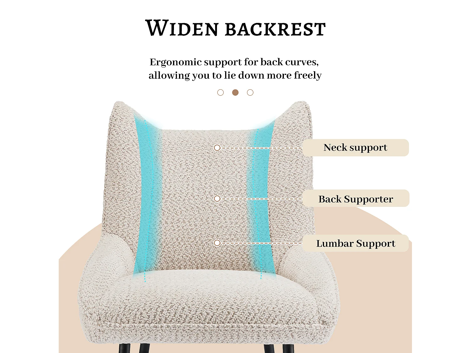 Lot de 6 chaises de canapé - 50 x 64.5 x 85.5 cm - coussin d'assise épais - velours - beige