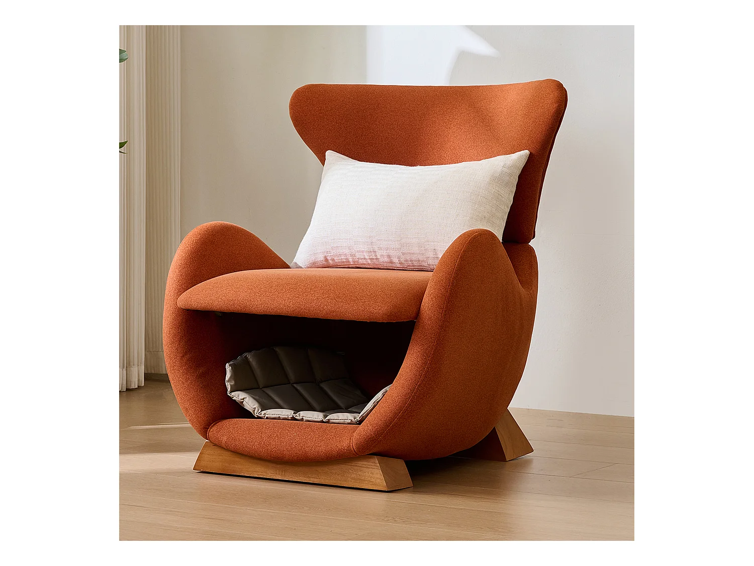 Canapé simple – 66 x 55 x 76 cm - fauteuil lounge adapté aux animaux de compagnie - bois - rouge