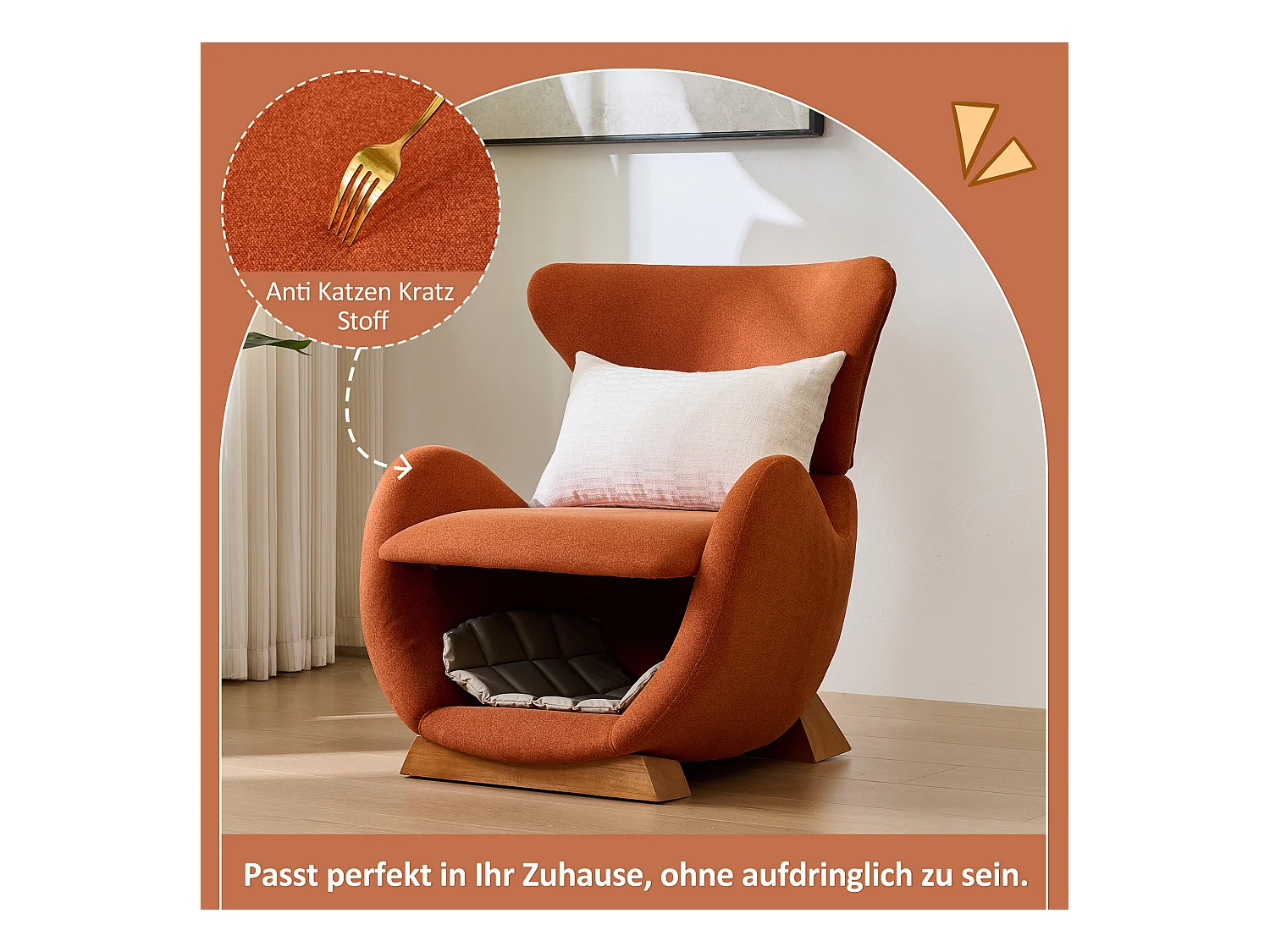 Canapé simple – 66 x 55 x 76 cm - fauteuil lounge adapté aux animaux de compagnie - bois - rouge