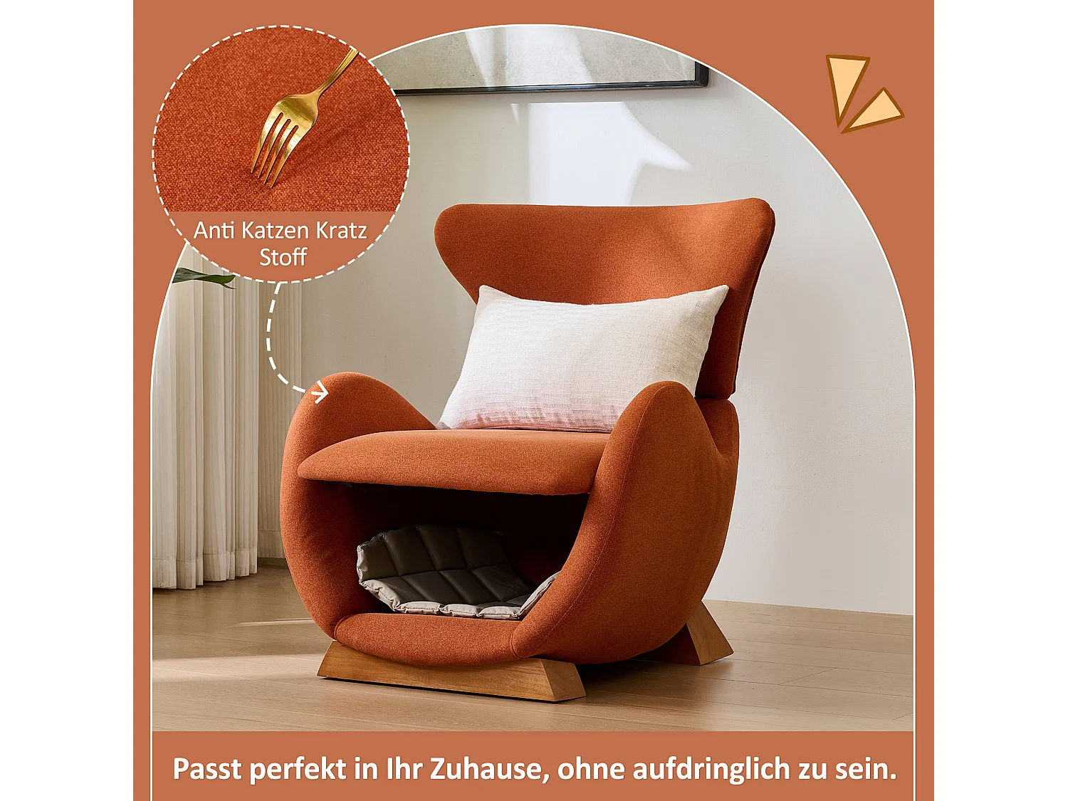 Canapé simple – 66 x 55 x 76 cm - fauteuil lounge adapté aux animaux de compagnie - bois - rouge