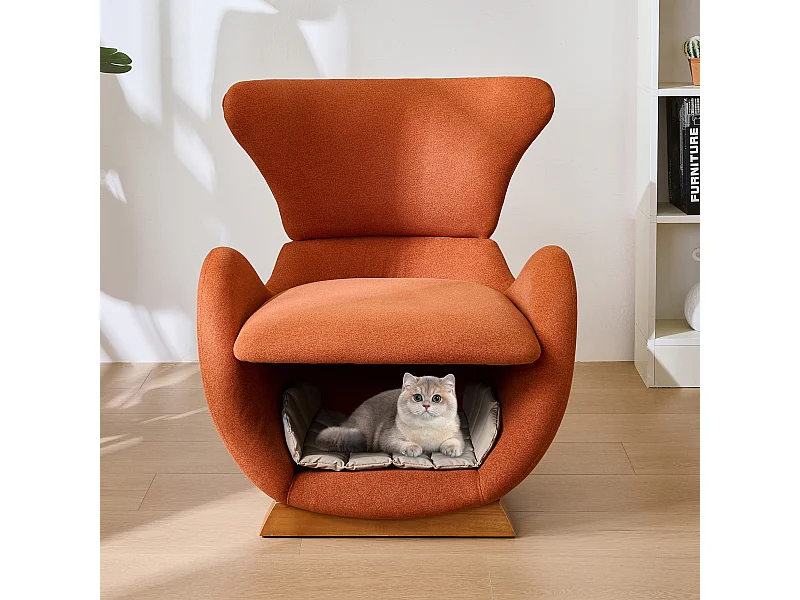 Eenpersoonsbank - 66 x 55 x 76 cm - Huisdiervriendelijke loungestoel - Hout - Rood