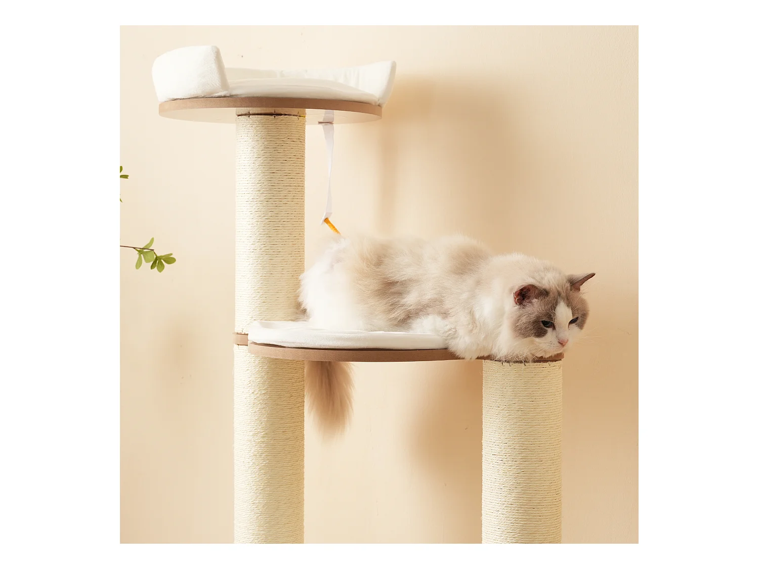 Arbre à chat - 60 x 48 x 135 cm - avec 3 plateformes + 1 maison + tapis amovibles - MDF - blanc