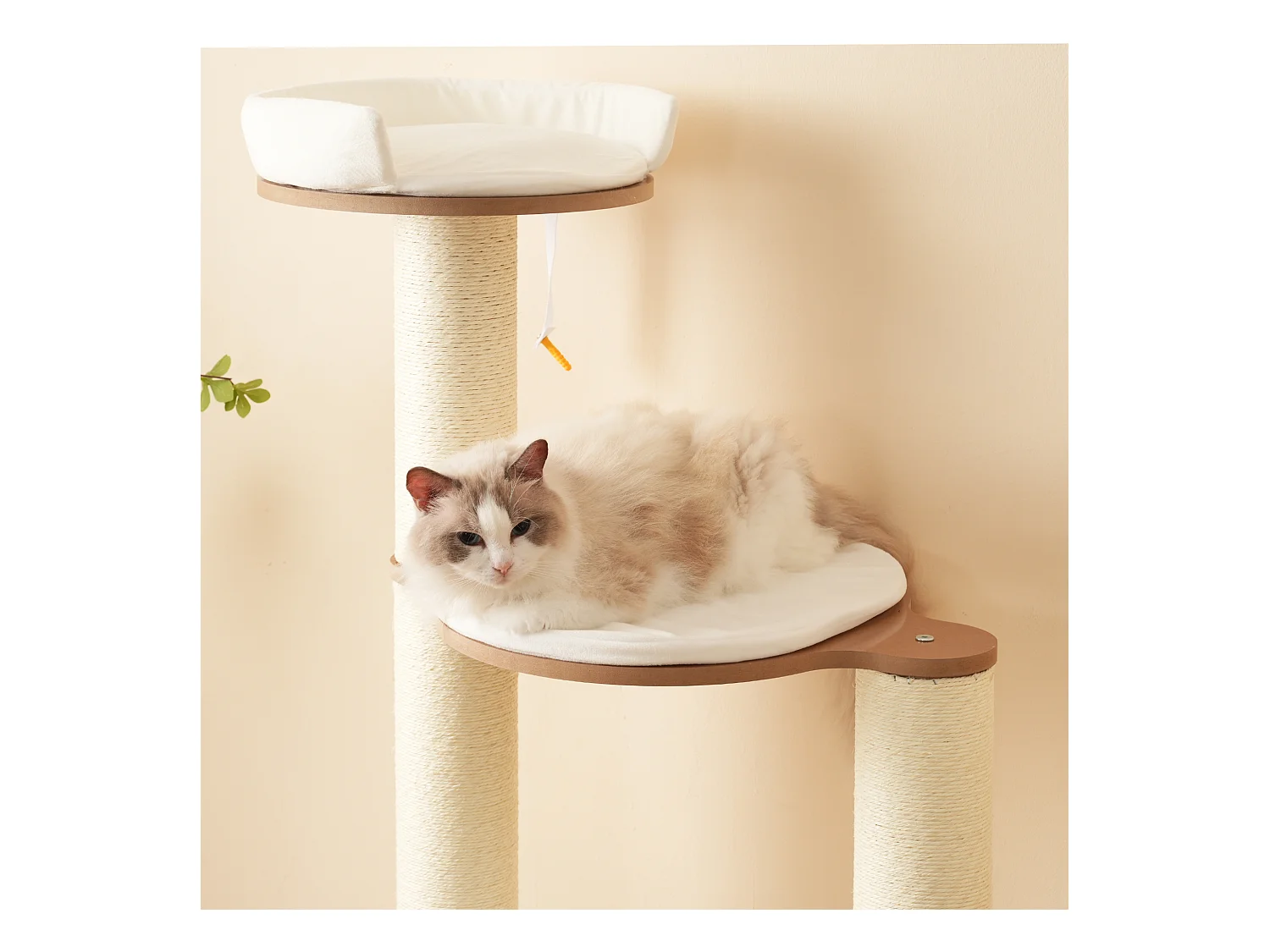 Arbre à chat - 60 x 48 x 135 cm - avec 3 plateformes + 1 maison + tapis amovibles - MDF - blanc